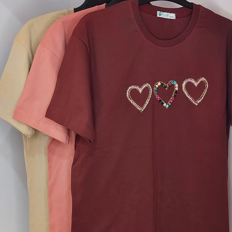 تیشرت نخی زنانه طرح قلب